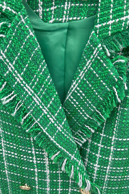 Tassel Plaid Jacket Green