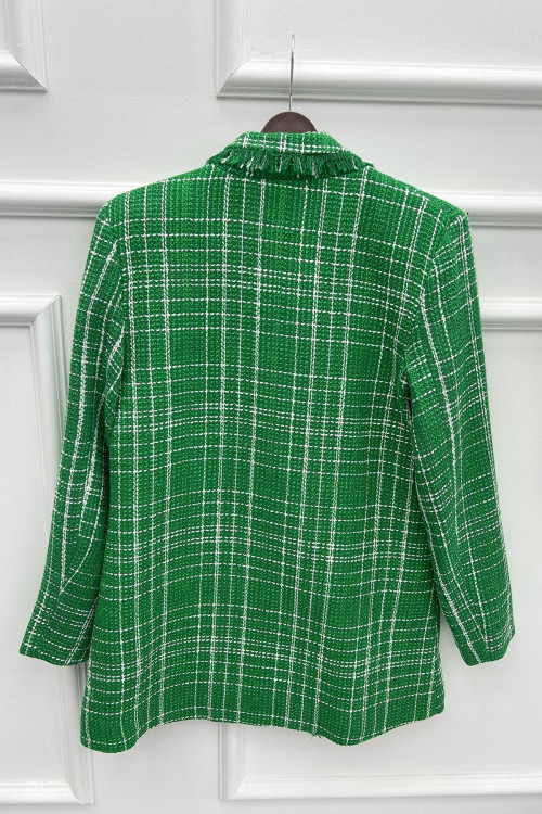 Tassel Plaid Jacket Green