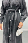 Tassel Denim Dress Smoke