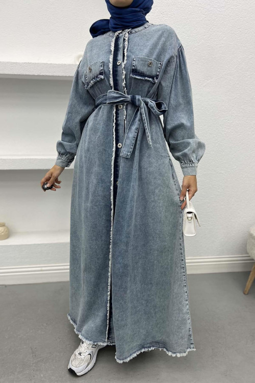 Tassel Denim Dress Blue