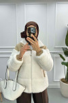 Color Block Plush Coat White