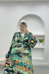 Colorful Floral Dress Green