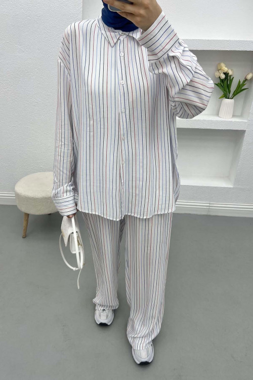 Colorful Striped Suit White