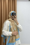 Retro Patterned Shawl Light Blue