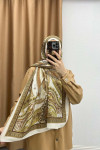 Retro Patterned Shawl Olive Green