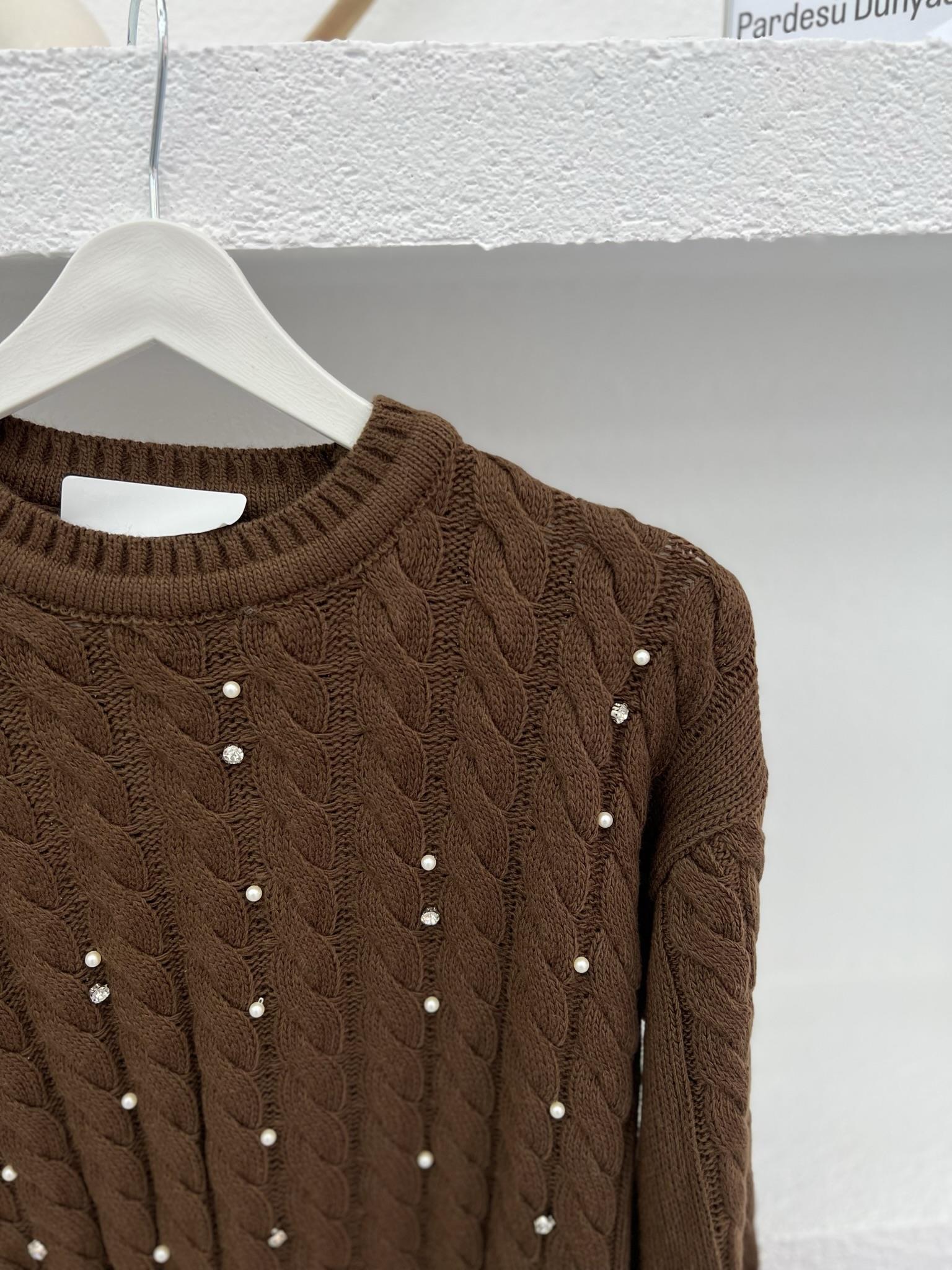 Hair Knitted Stone Knitwear Sweater Brown