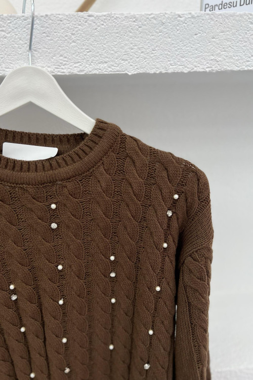 Hair Knitted Stone Knitwear Sweater Brown