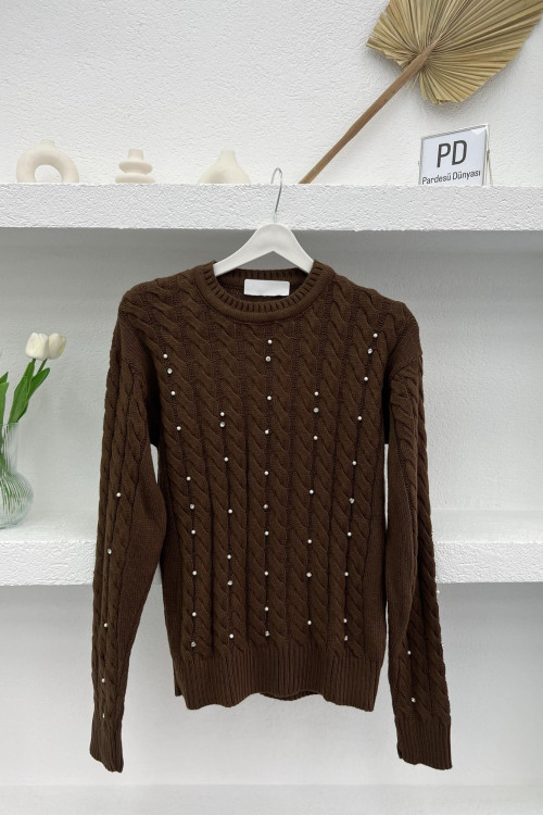 Hair Knitted Stone Knitwear Sweater Brown