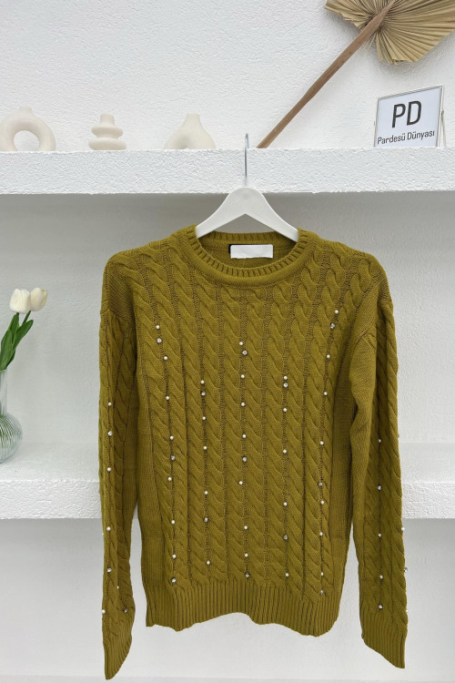 Hair Knitted Stone Knitwear Sweater Green