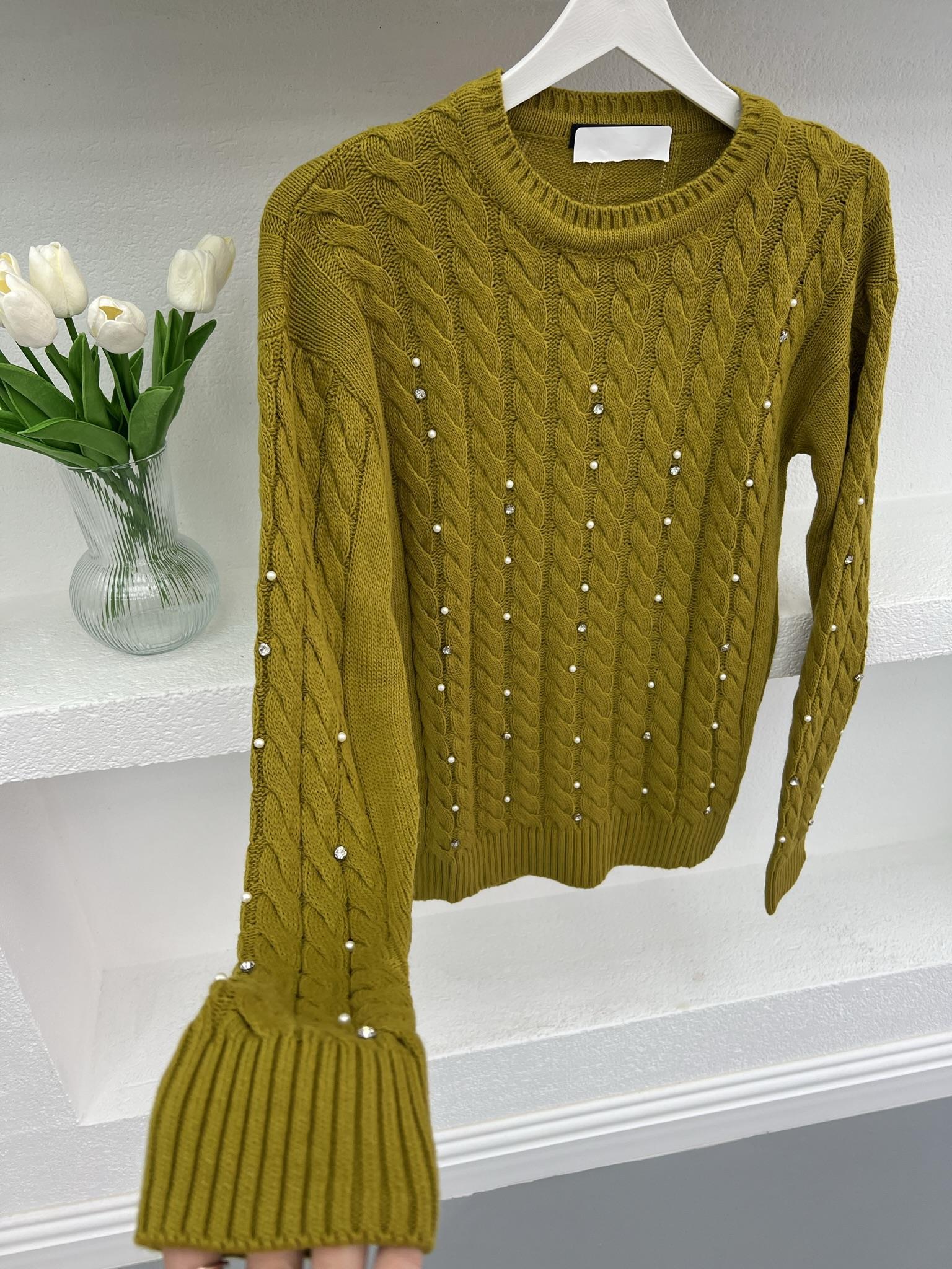 Hair Knitted Stone Knitwear Sweater Green