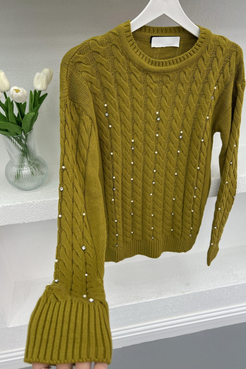 Hair Knitted Stone Knitwear Sweater Green