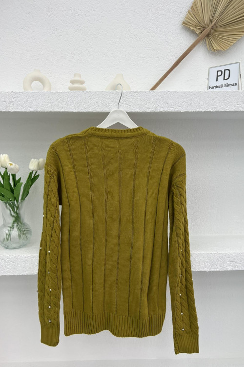 Hair Knitted Stone Knitwear Sweater Green