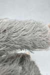 Fringed Fur Coat Grey