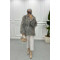 Fringed Fur Coat Grey