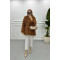 Fringed Fur Coat Brown