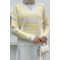 Bearded V Neck Striped Sweater Yellow