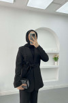 Shawl Collar Jacket Set Black