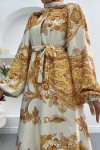 Shawl Patterned Dress Gold