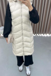 Cream Puffer Vest with Feathered Hat