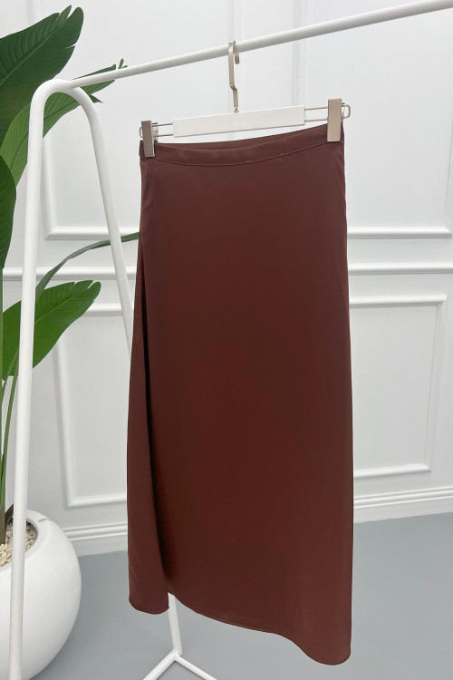 Satin Skirt Brown