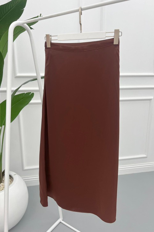 Satin Skirt Brown