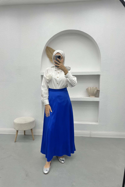 Satin Skirt Saxe Blue