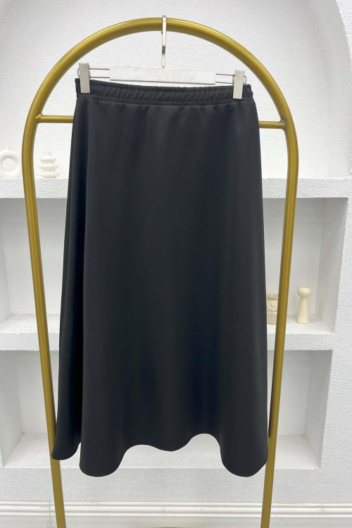 Scuba Flared Skirt Black