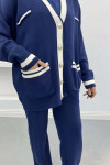 Stripe Detailed Knitwear Suit Navy Blue