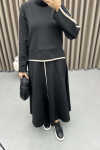 Striped Scuba Skirt Set Black