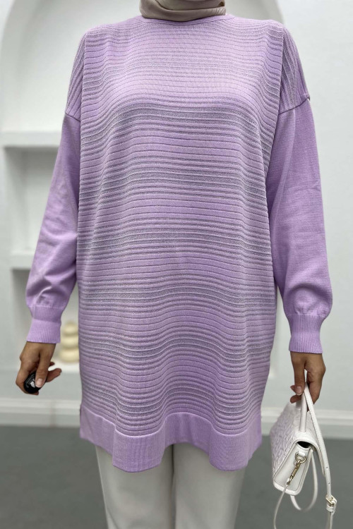 Glitter Striped Tunic Lilac