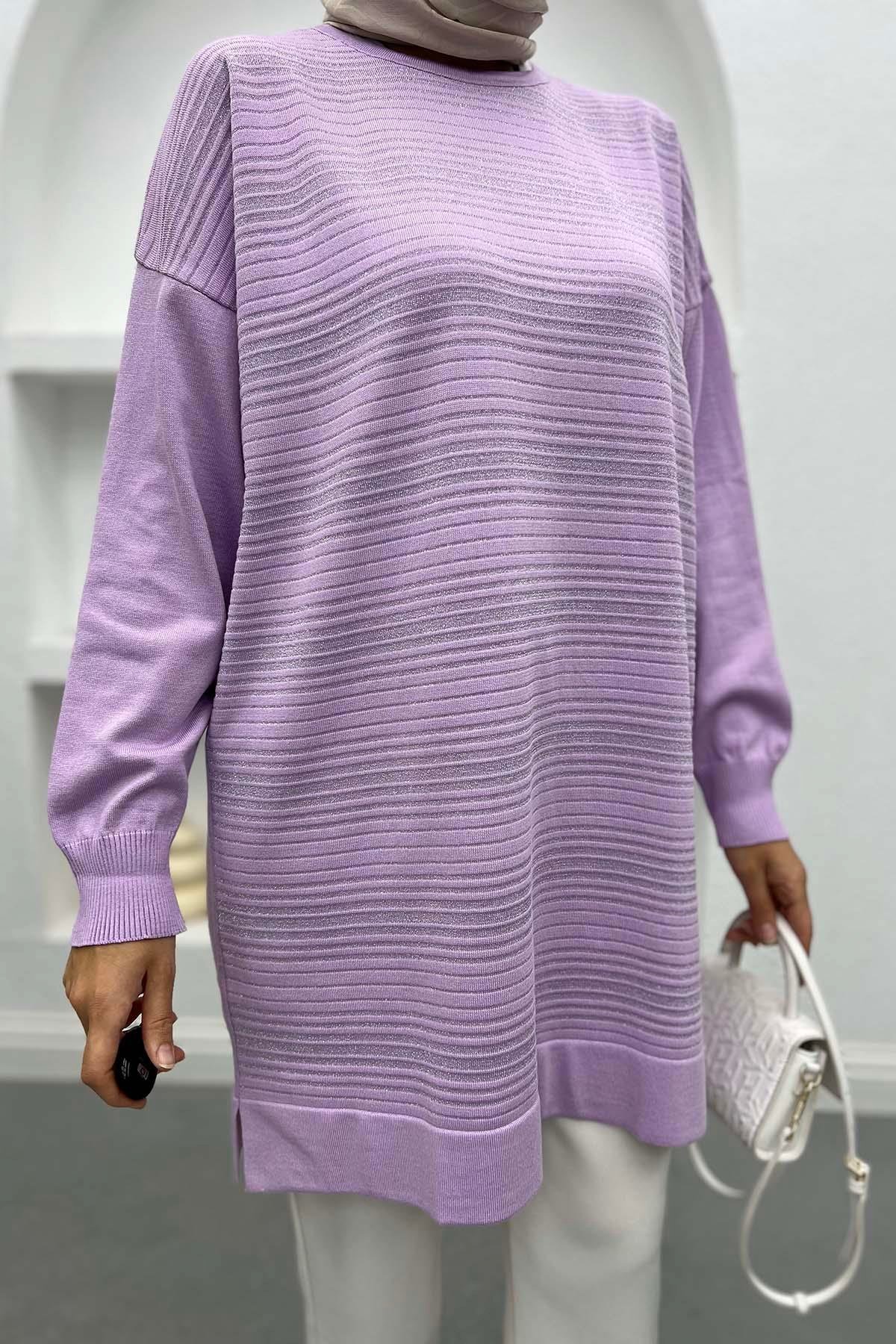 Glitter Striped Tunic Lilac