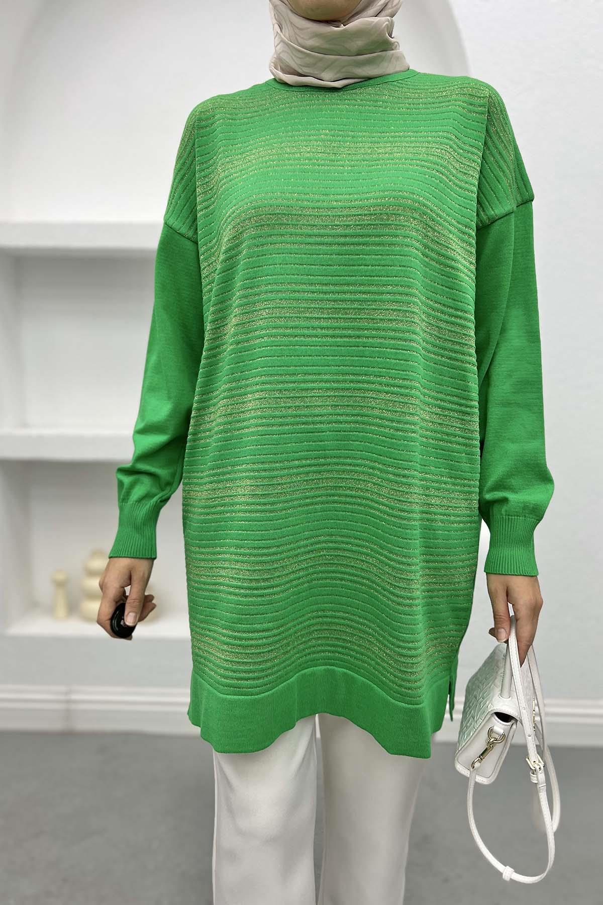 Glitter Striped Tunic Green