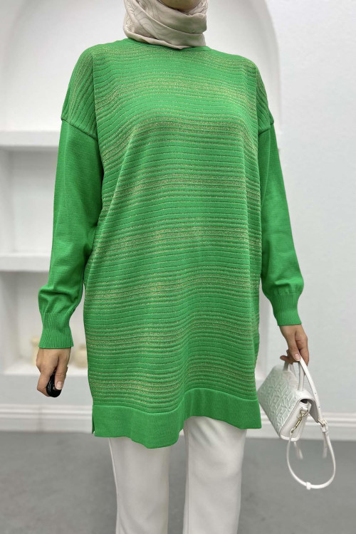 Glitter Striped Tunic Green