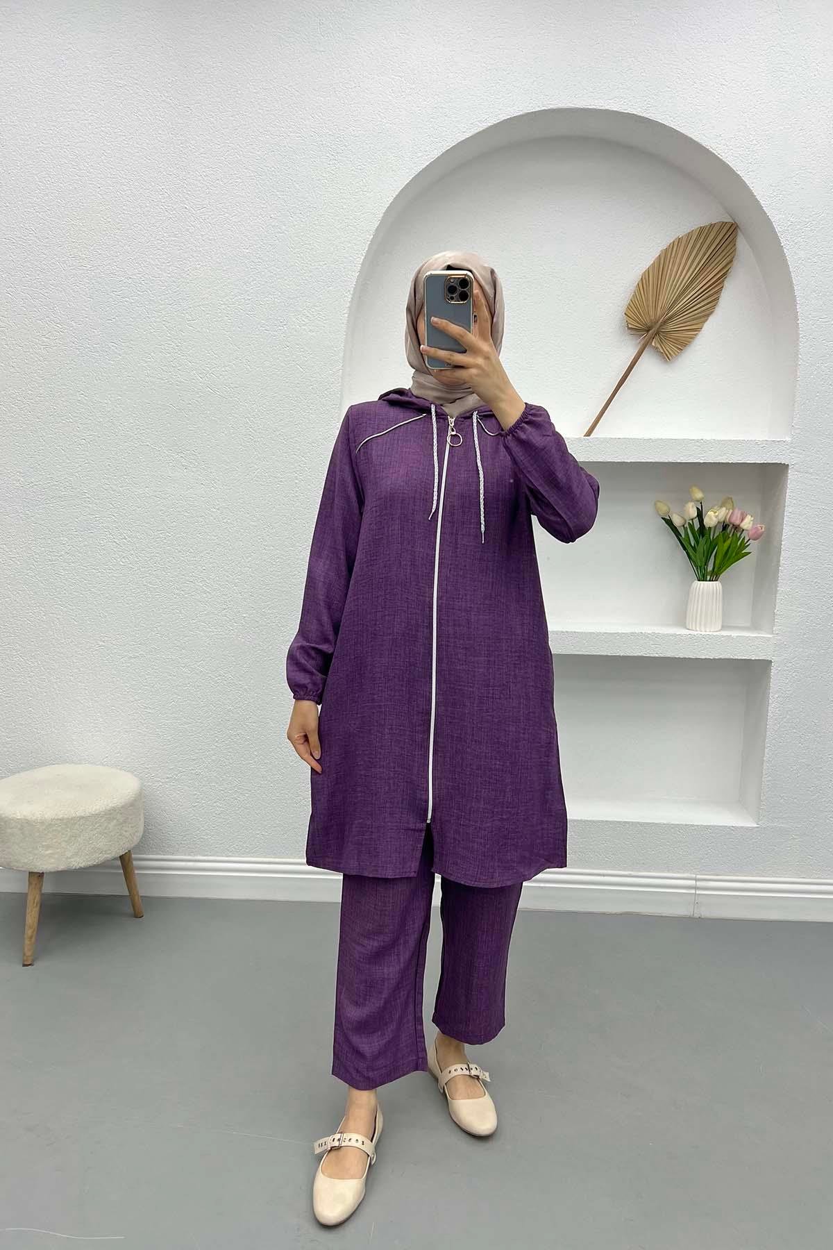 Glitter Detailed Suit Purple