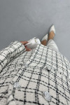 Glitter Plaid Jacket Cream