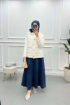 Suede Flared Skirt Navy Blue