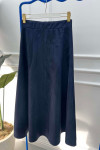 Suede Flared Skirt Navy Blue