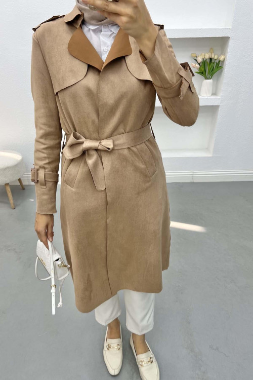 Suede Trench Coat Milky Coffee