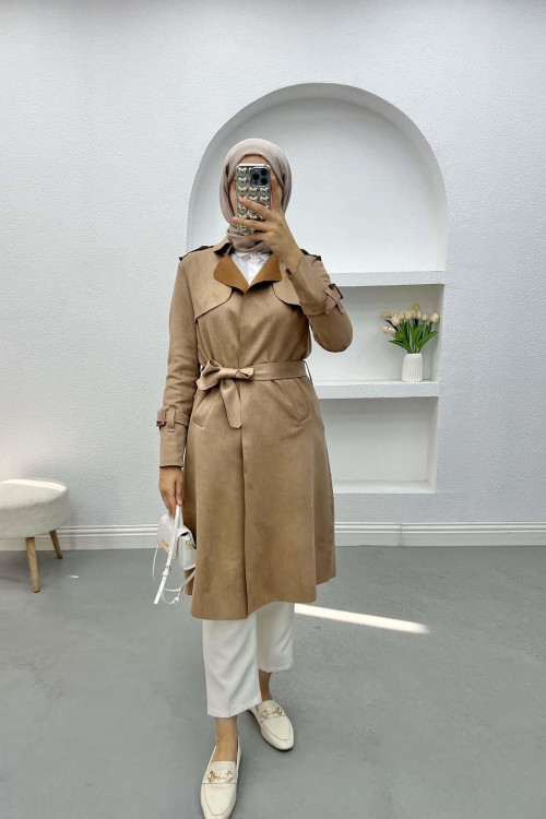 Suede Trench Coat Milky Coffee