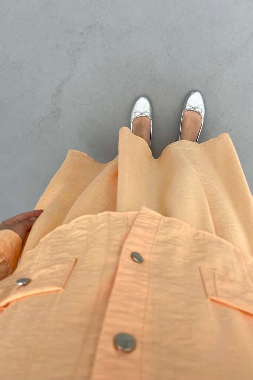 Skirt Suit with Ornamental Pocket Orange