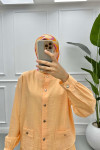 Skirt Suit with Ornamental Pocket Orange