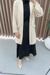 Long Jacket with Decorative Pockets Beige