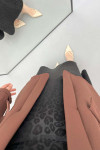 Long Jacket with Decorative Pockets Brown