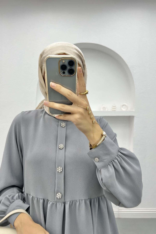 Embroidered Blouse Gray