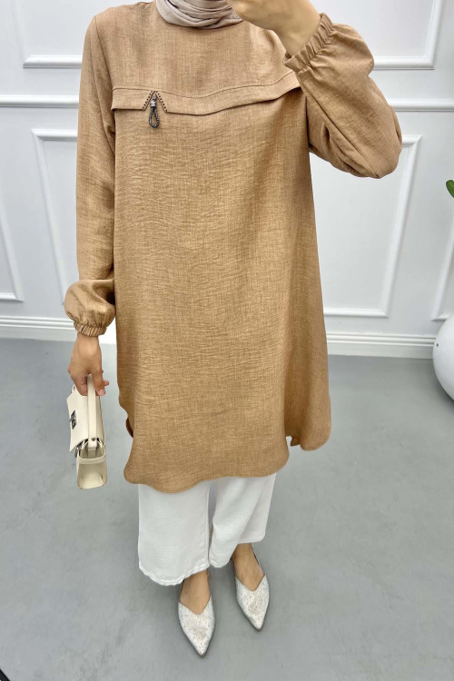 Stone Detailed Tunic Brown