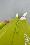 Stone Embroidered Long Shirt Oil Green