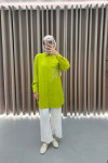 Stone Embroidered Long Shirt Oil Green