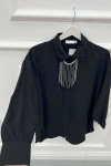 Stone Necklace Shirt Black