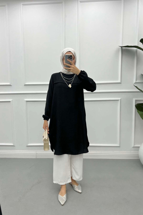 Stone Necklace Tunic Black