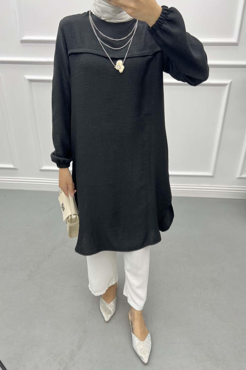 Stone Necklace Tunic Black